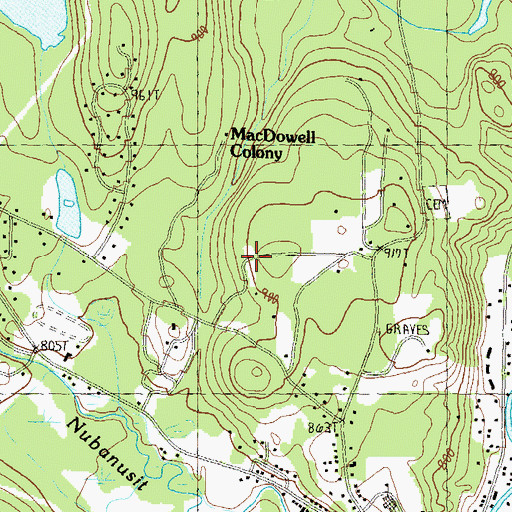 Topographic Map of MacDowell Cemetery, NH