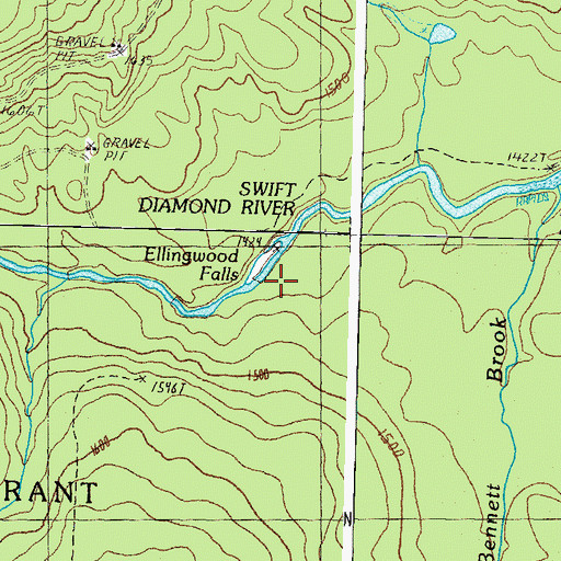 Topographic Map of Ellingwood Falls, NH