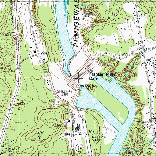 Topographic Map of Franklin Falls Dam, NH