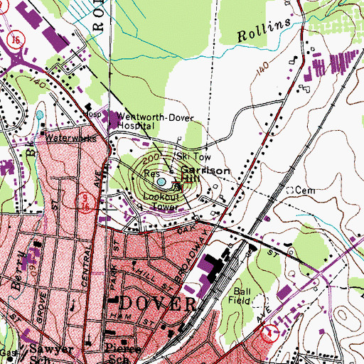 Topographic Map of Garrison Hill, NH