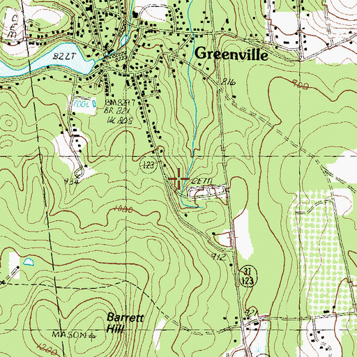 Topographic Map of Greenville Cemetery, NH