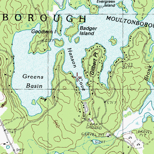 Topographic Map of Hanson Cove, NH