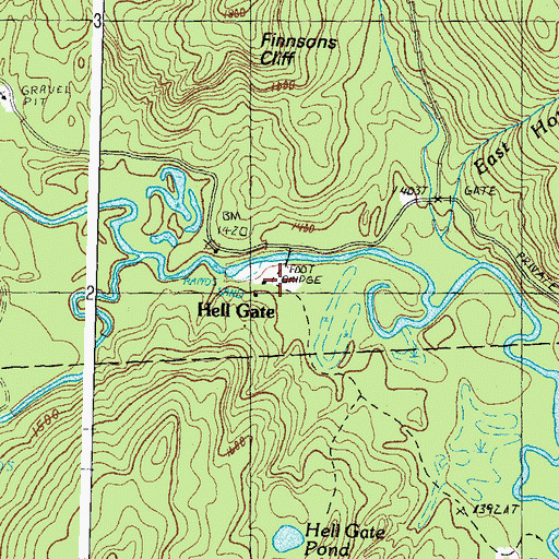 Topographic Map of Hell Gate, NH