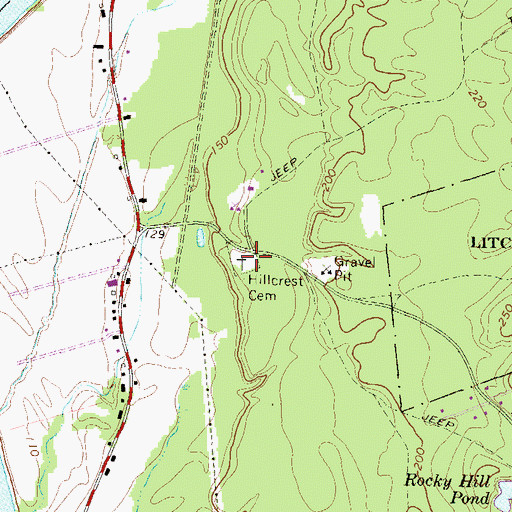 Topographic Map of Hillcrest Cemetery, NH