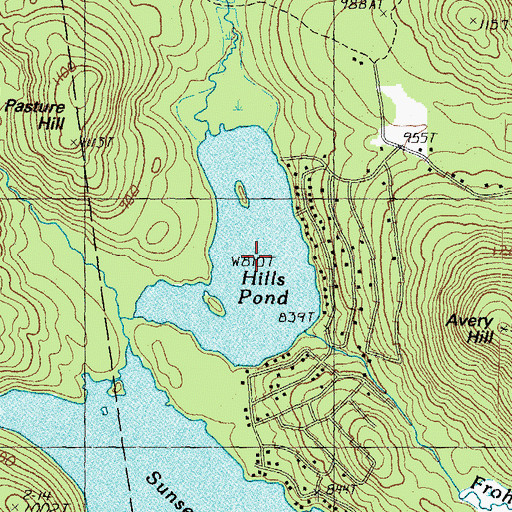 Topographic Map of Hills Pond, NH