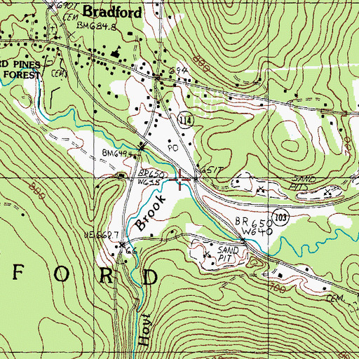 Topographic Map of Hoyt Brook, NH