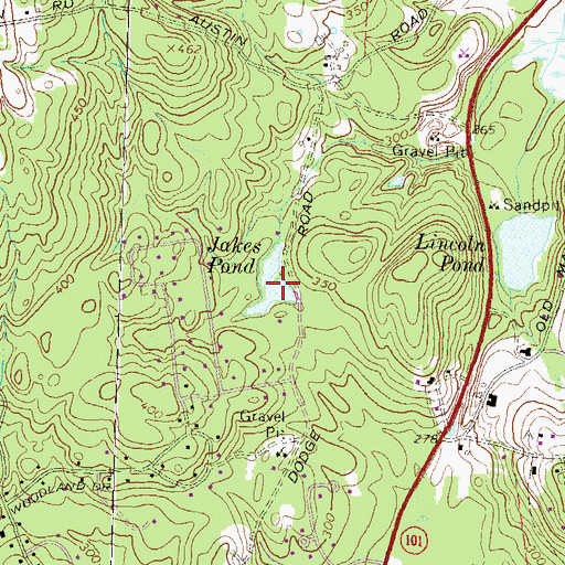 Topographic Map of Jakes Pond, NH