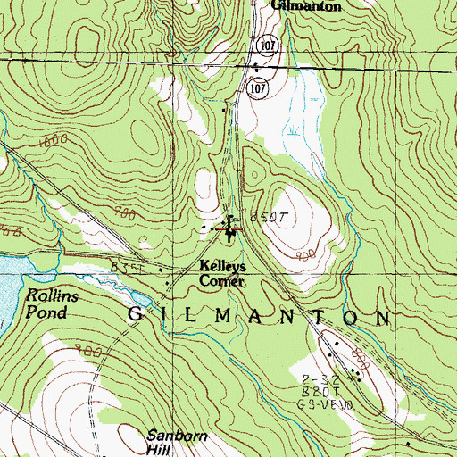 Topographic Map of Kelleys Corner, NH