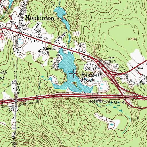 Topographic Map of Kimball Pond, NH