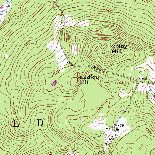 Topographic Map of Ladieu Hill, NH