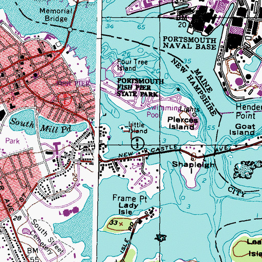 Topographic Map of Little Island, NH