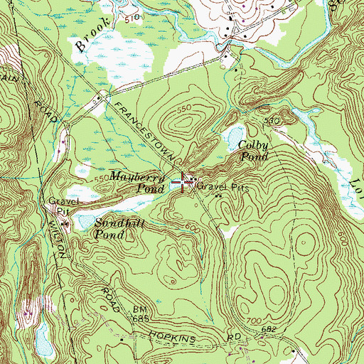 Topographic Map of Mayberry Pond, NH