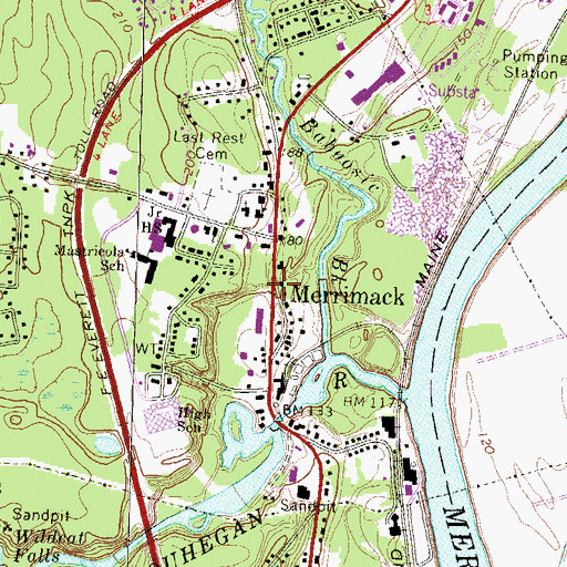 Topographic Map of Merrimack, NH