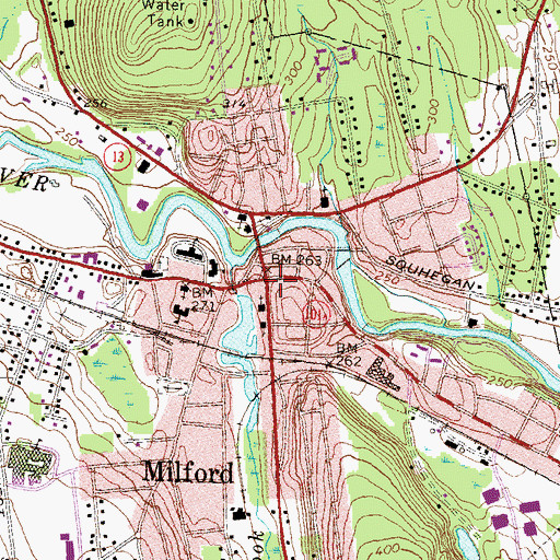 Topographic Map of Milford, NH
