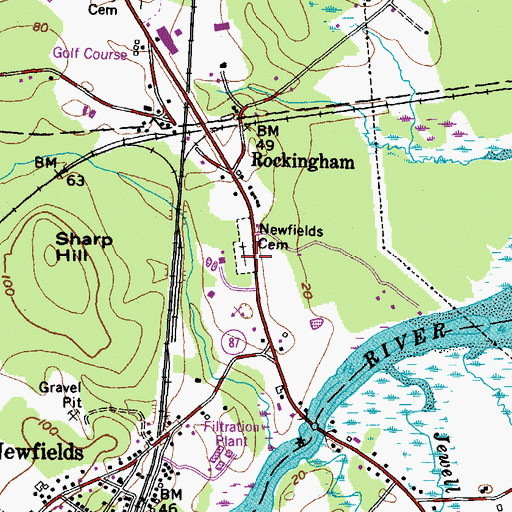 Topographic Map of Newfields Cemetery, NH