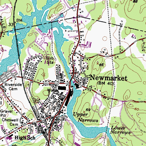 Topographic Map of Newmarket, NH