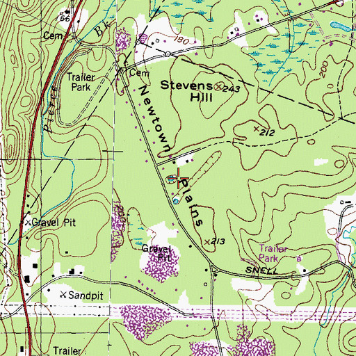 Topographic Map of Newtown Plains, NH