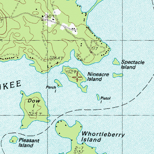 Topographic Map of Nineacre Island, NH
