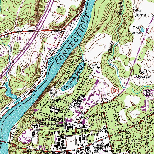 Topographic Map of Occom Pond, NH