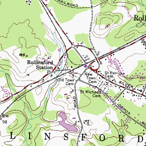 Topographic Map of Old Town Cemetery, NH