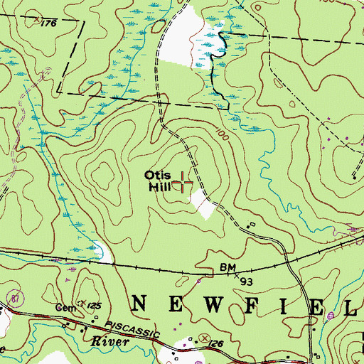 Topographic Map of Otis Hill, NH
