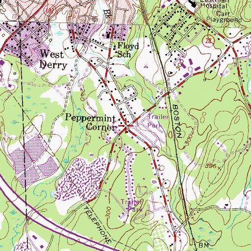 Topographic Map of Peppermint Corner, NH