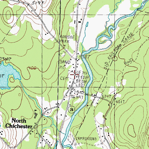 Topographic Map of Pine Ground Cemetery, NH