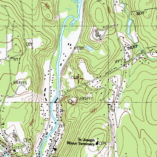 Topographic Map of Pine Hill Cemetery, NH