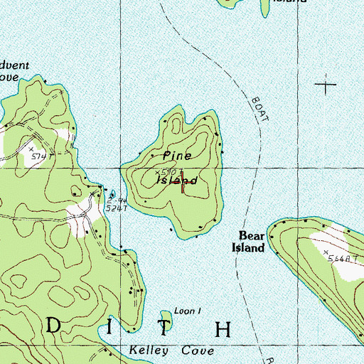 Topographic Map of Pine Island, NH