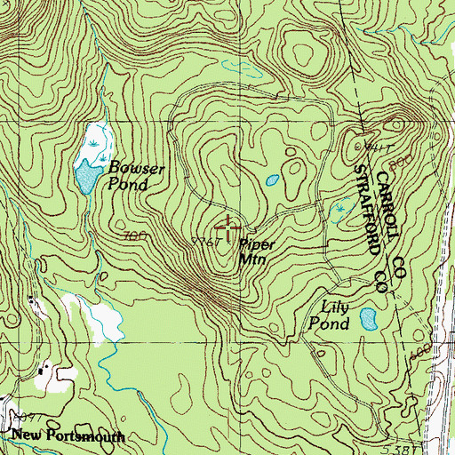 Topographic Map of Piper Mountain, NH