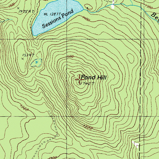 Topographic Map of Pond Hill, NH