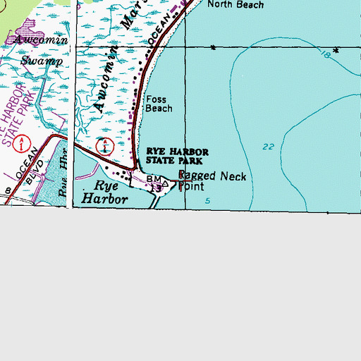 Topographic Map of Ragged Neck Point, NH