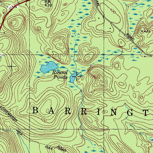 Topographic Map of Round Ponds, NH