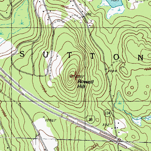 Topographic Map of Rowell Hill, NH