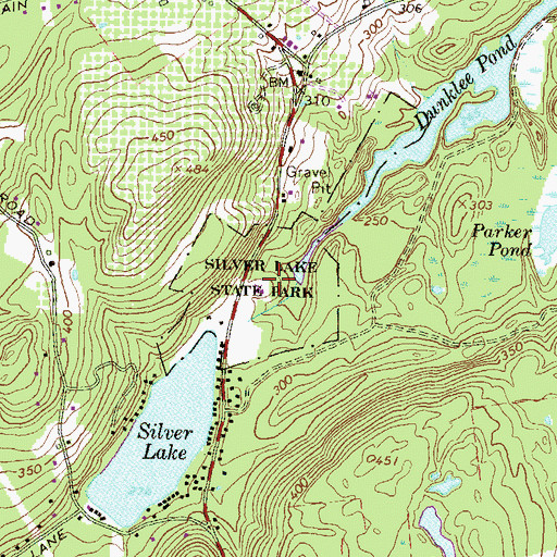 Topographic Map of Silver Lake State Park, NH