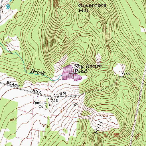 Topographic Map of Sky Ranch Pond, NH