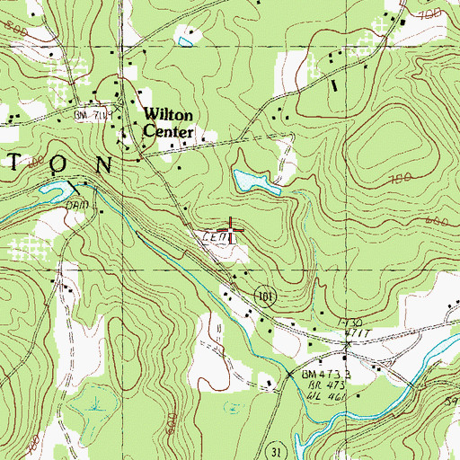 Topographic Map of South Yard Cemetery, NH