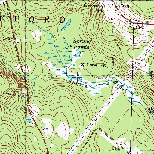 Topographic Map of Spruce Ponds, NH