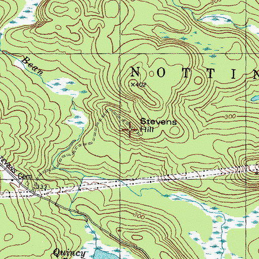 Topographic Map of Stevens Hill, NH