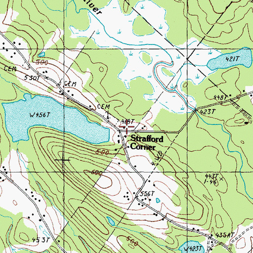 Topographic Map of Strafford Corner, NH