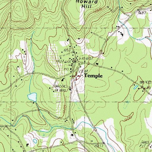 Topographic Map of Temple, NH