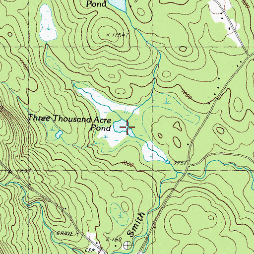 Topographic Map of Three Thousand Acre Pond, NH