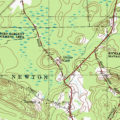 Topographic Map of Union Cemetery, NH