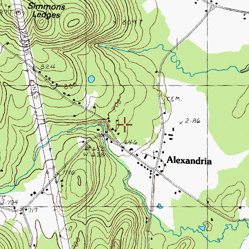 Topographic Map of Alexandria Village School, NH