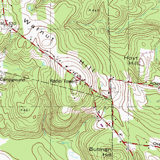 Topographic Map of Walnut Hill, NH