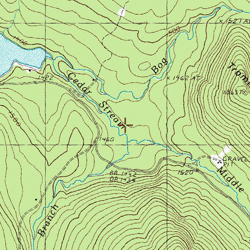 Topographic Map of West Branch Cedar Stream, NH