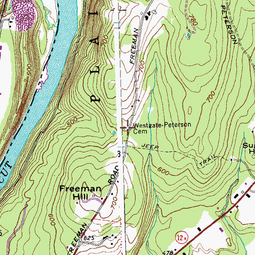 Topographic Map of Westgate-Peterson Cemetery, NH