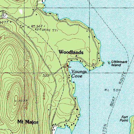 Topographic Map of Woodlands, NH