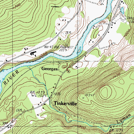Topographic Map of Georges, NH