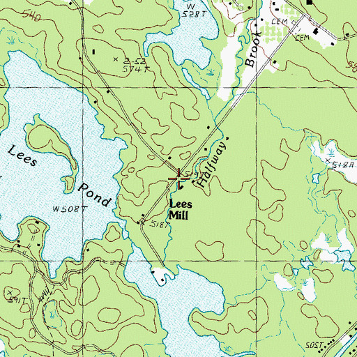Topographic Map of Lees Mill, NH